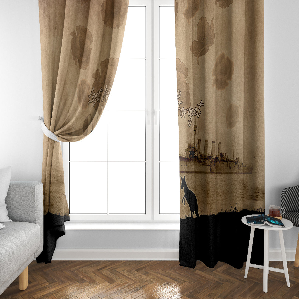 Australia ANZAC Day Window Curtain HMAS Sydney I Chatham-Class Light Cruiser
