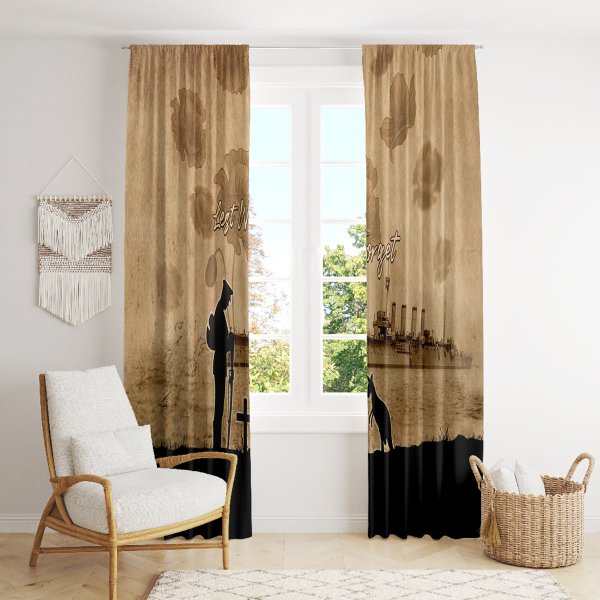 Australia ANZAC Day Window Curtain HMAS Sydney I Chatham-Class Light Cruiser