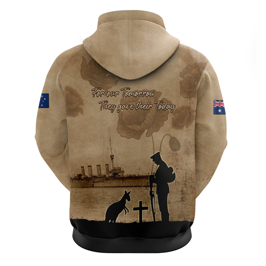 Australia ANZAC Day Zip Hoodie HMAS Sydney I Chatham-Class Light Cruiser LT05 - Vibe Hoodie Shop