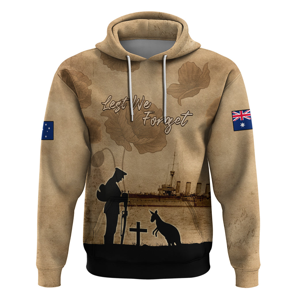 Australia ANZAC Day Zip Hoodie HMAS Sydney I Chatham-Class Light Cruiser LT05 - Vibe Hoodie Shop