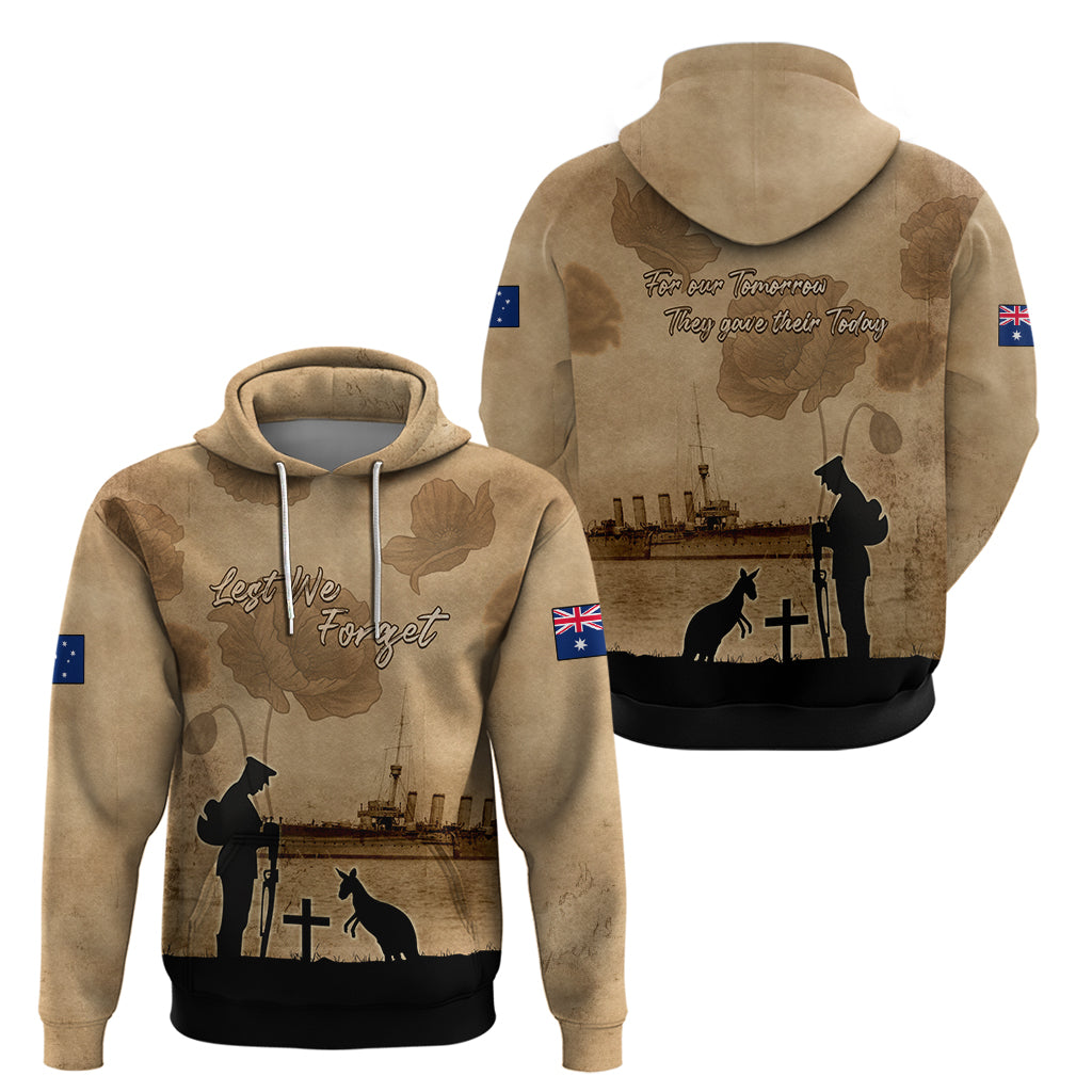 Australia ANZAC Day Zip Hoodie HMAS Sydney I Chatham-Class Light Cruiser LT05 - Vibe Hoodie Shop