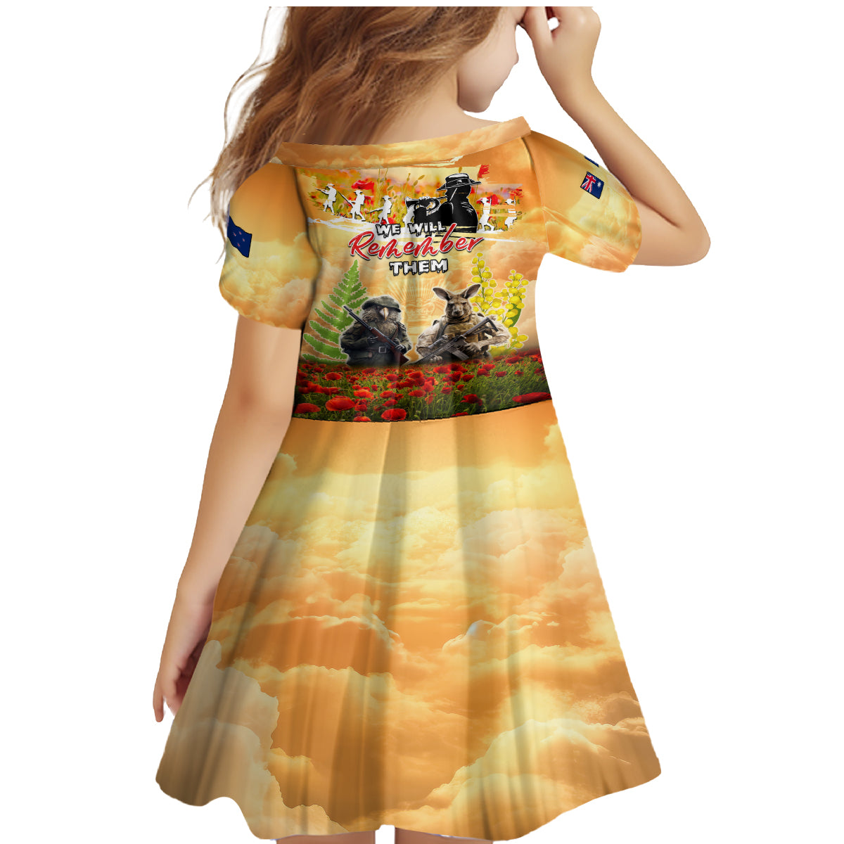 Australia And New Zealand ANZAC Day Family Matching Mermaid Dress and Hawaiian Shirt Kangaroo And Kiwi Bird Soldiers Lest We Forget