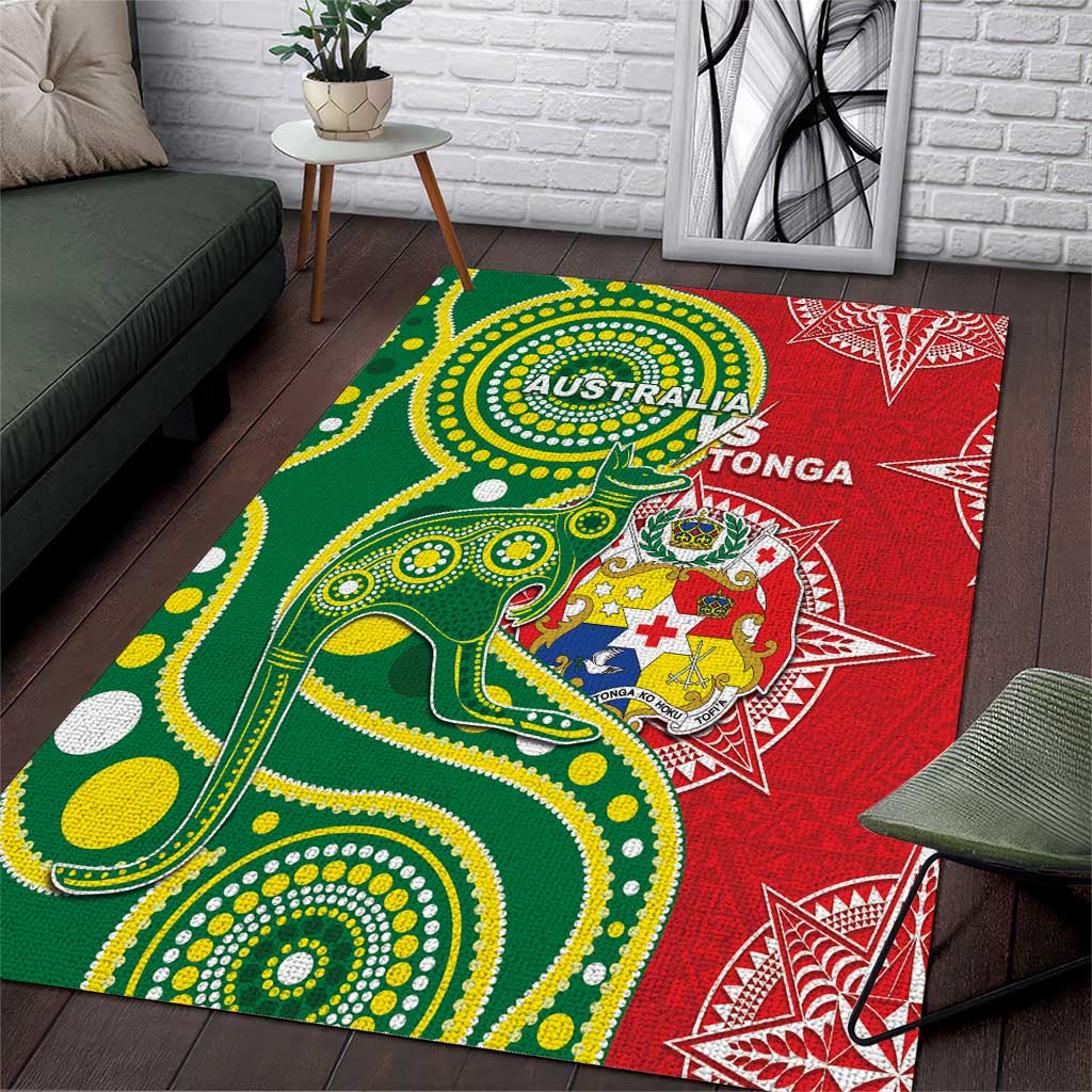 Tonga Australia Rugby Area Rug Kangaroos And Tonga Mate Maa Together LT05 - Vibe Hoodie Shop