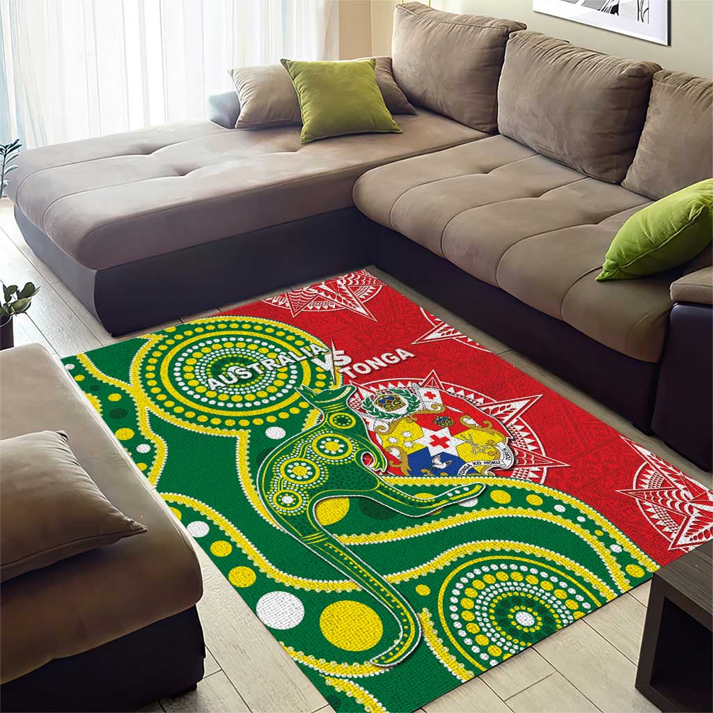 Tonga Australia Rugby Area Rug Kangaroos And Tonga Mate Maa Together LT05 - Vibe Hoodie Shop