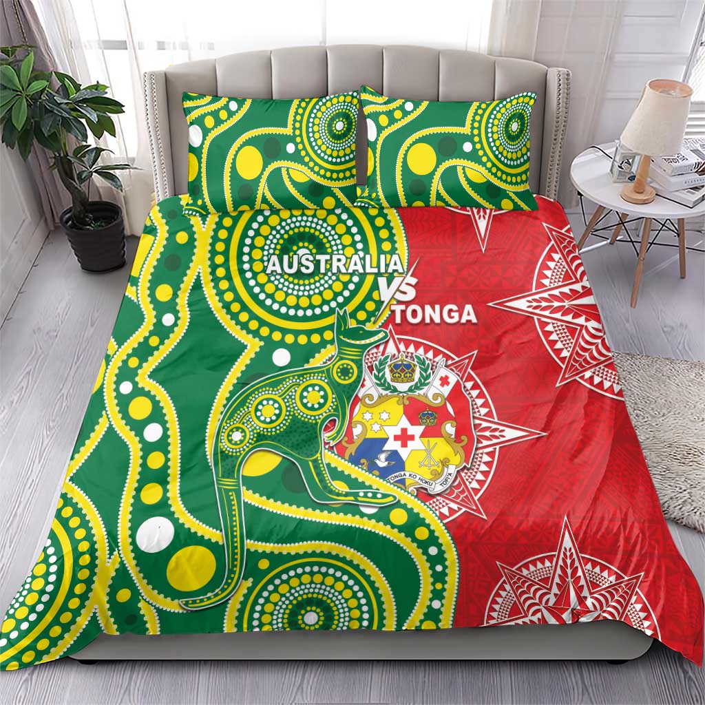 Tonga Australia Rugby Bedding Set Kangaroos And Tonga Mate Maa Together LT05 - Vibe Hoodie Shop