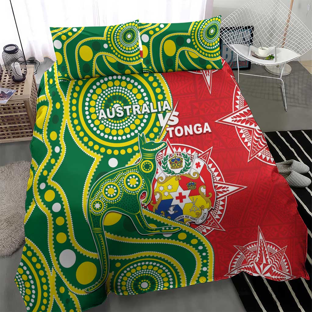 Tonga Australia Rugby Bedding Set Kangaroos And Tonga Mate Maa Together LT05 - Vibe Hoodie Shop
