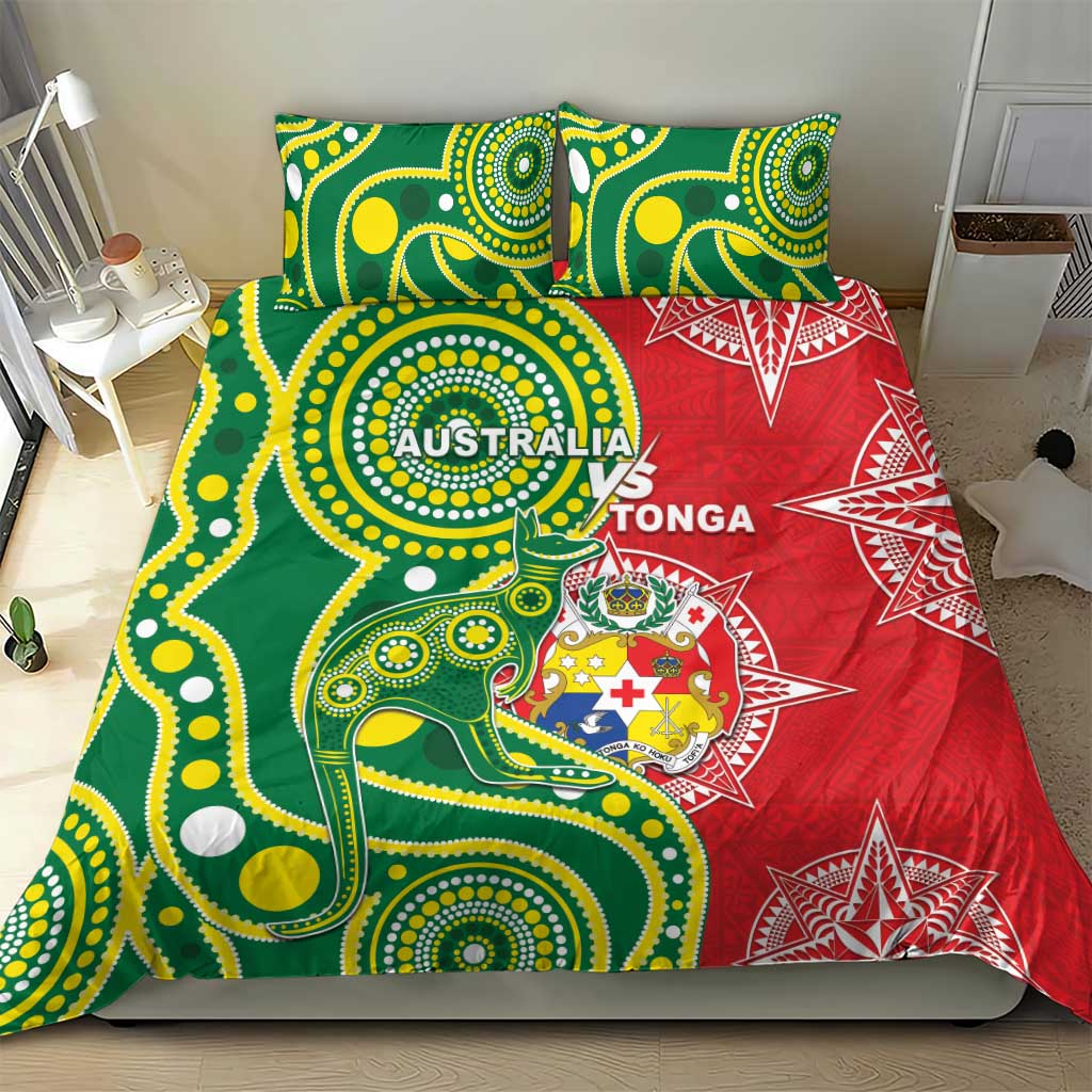 Tonga Australia Rugby Bedding Set Kangaroos And Tonga Mate Maa Together LT05 - Vibe Hoodie Shop