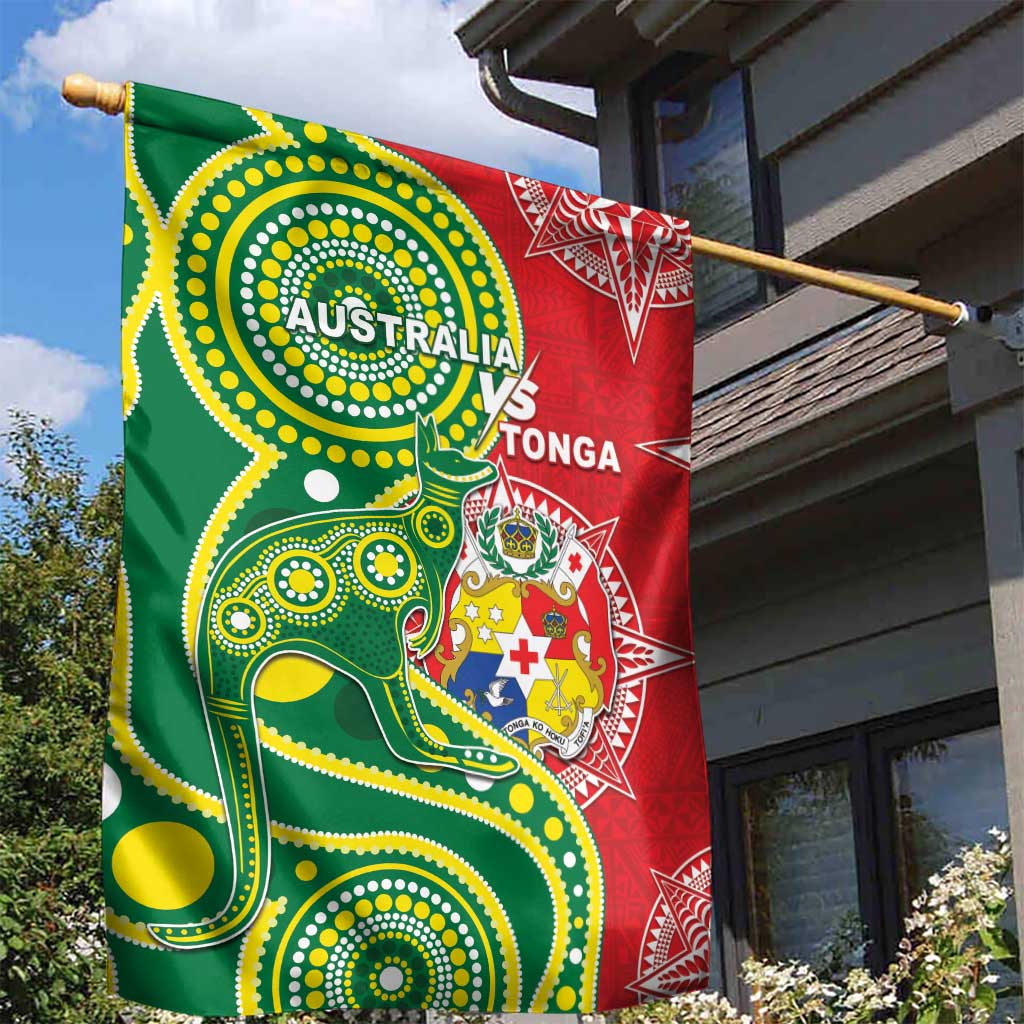 Tonga Australia Rugby Garden Flag Kangaroos And Tonga Mate Maa Together LT05 - Vibe Hoodie Shop