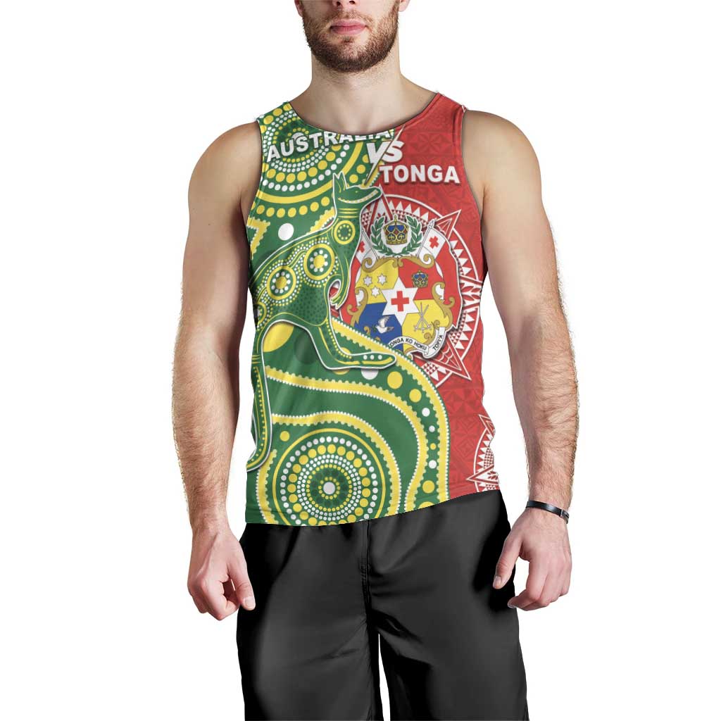 Custom Tonga Australia Rugby Men Tank Top Kangaroos And Tonga Mate Maa Together LT05 - Vibe Hoodie Shop