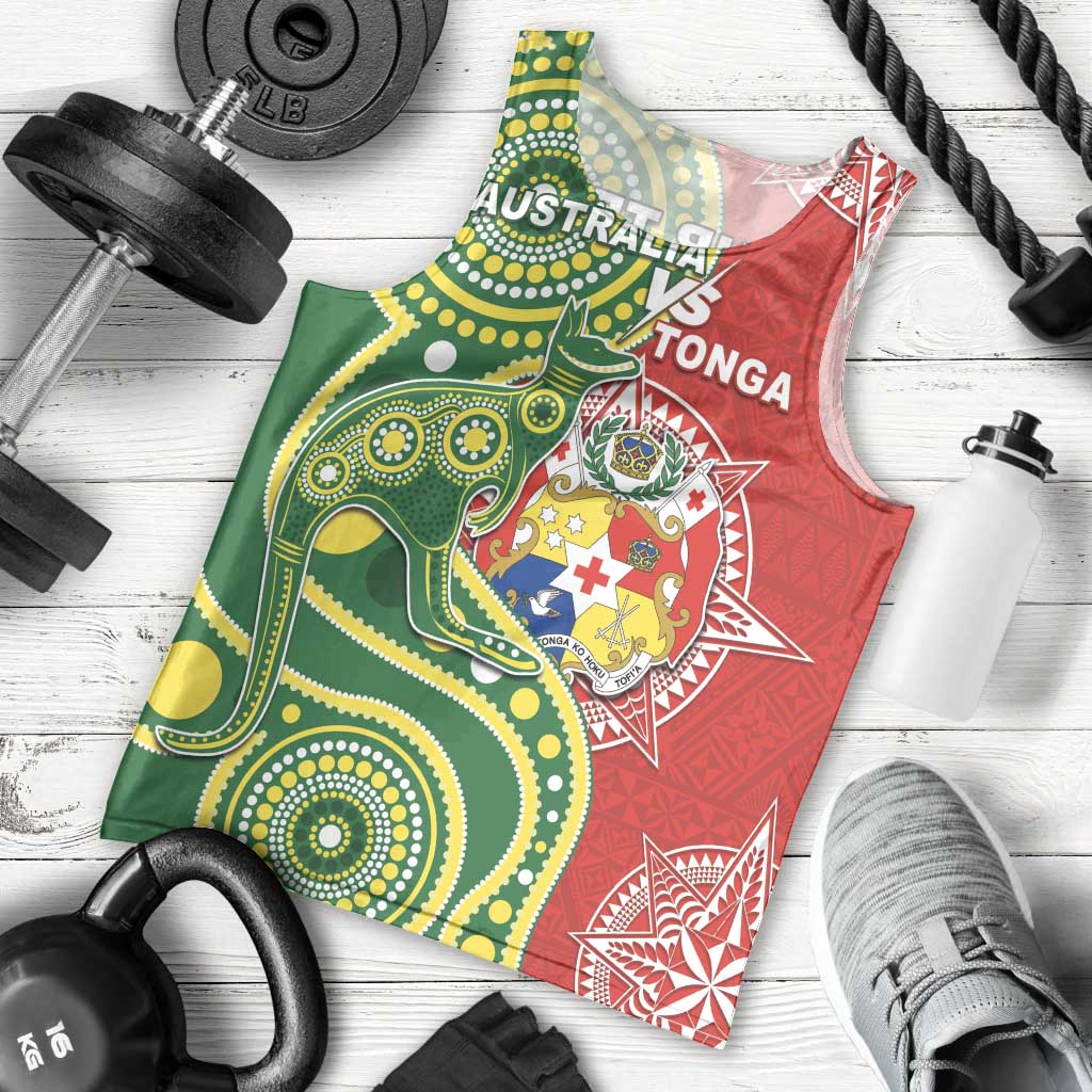 Custom Tonga Australia Rugby Men Tank Top Kangaroos And Tonga Mate Maa Together LT05 - Vibe Hoodie Shop