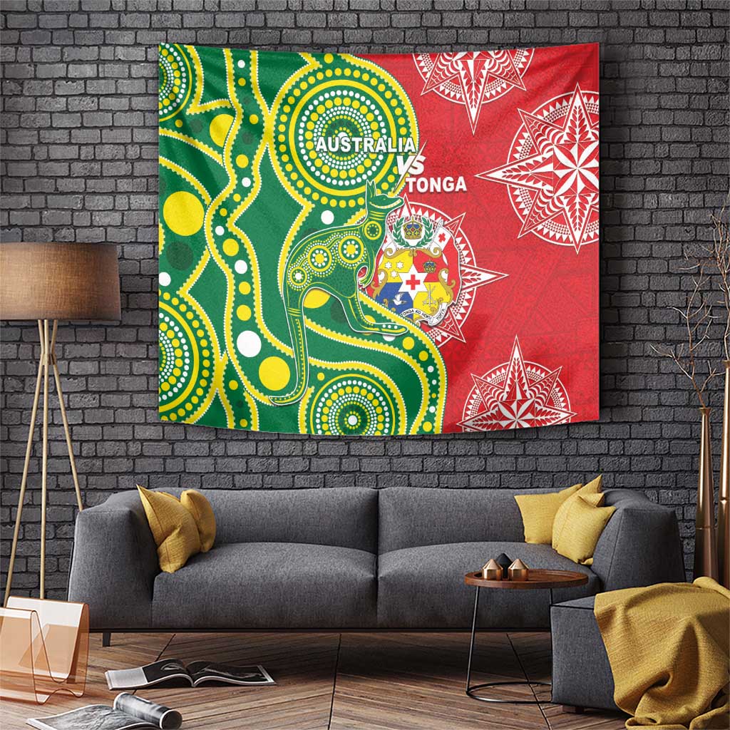 Tonga Australia Rugby Tapestry Kangaroos And Tonga Mate Maa Together LT05 - Vibe Hoodie Shop