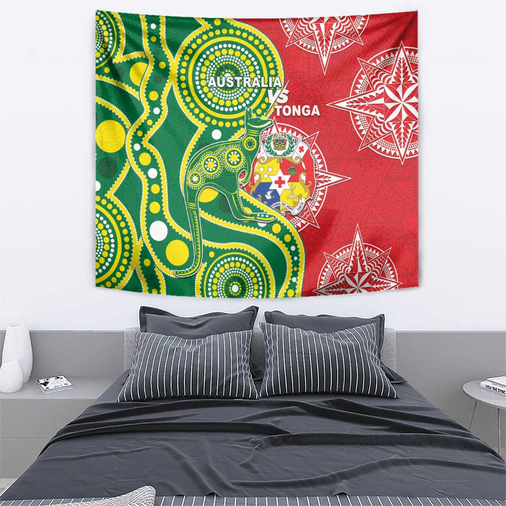 Tonga Australia Rugby Tapestry Kangaroos And Tonga Mate Maa Together LT05 - Vibe Hoodie Shop