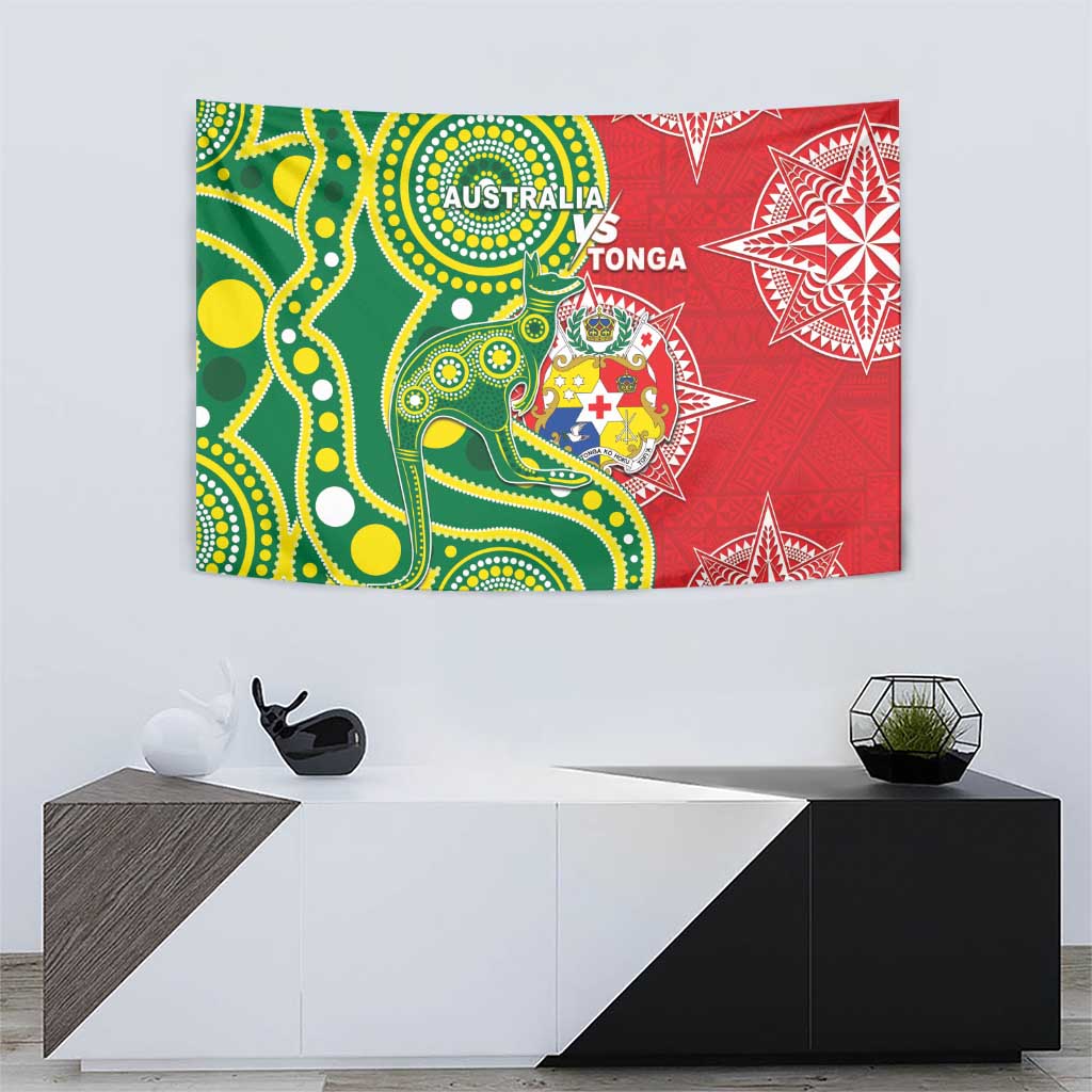 Tonga Australia Rugby Tapestry Kangaroos And Tonga Mate Maa Together LT05 - Vibe Hoodie Shop