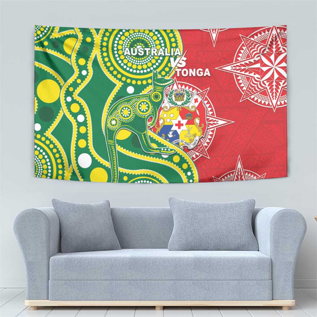 Tonga Australia Rugby Tapestry Kangaroos And Tonga Mate Maa Together LT05 - Vibe Hoodie Shop