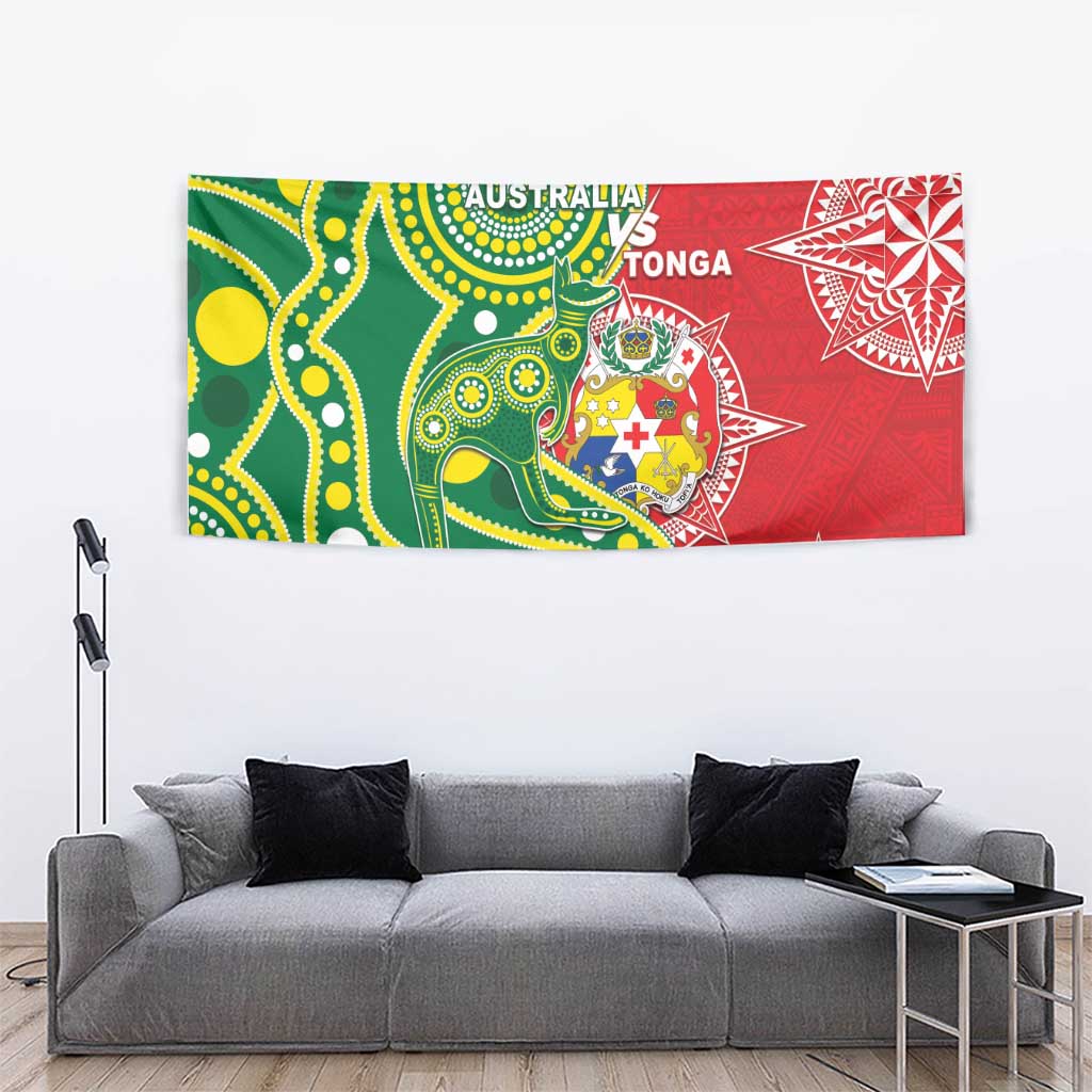 Tonga Australia Rugby Tapestry Kangaroos And Tonga Mate Maa Together LT05 - Vibe Hoodie Shop