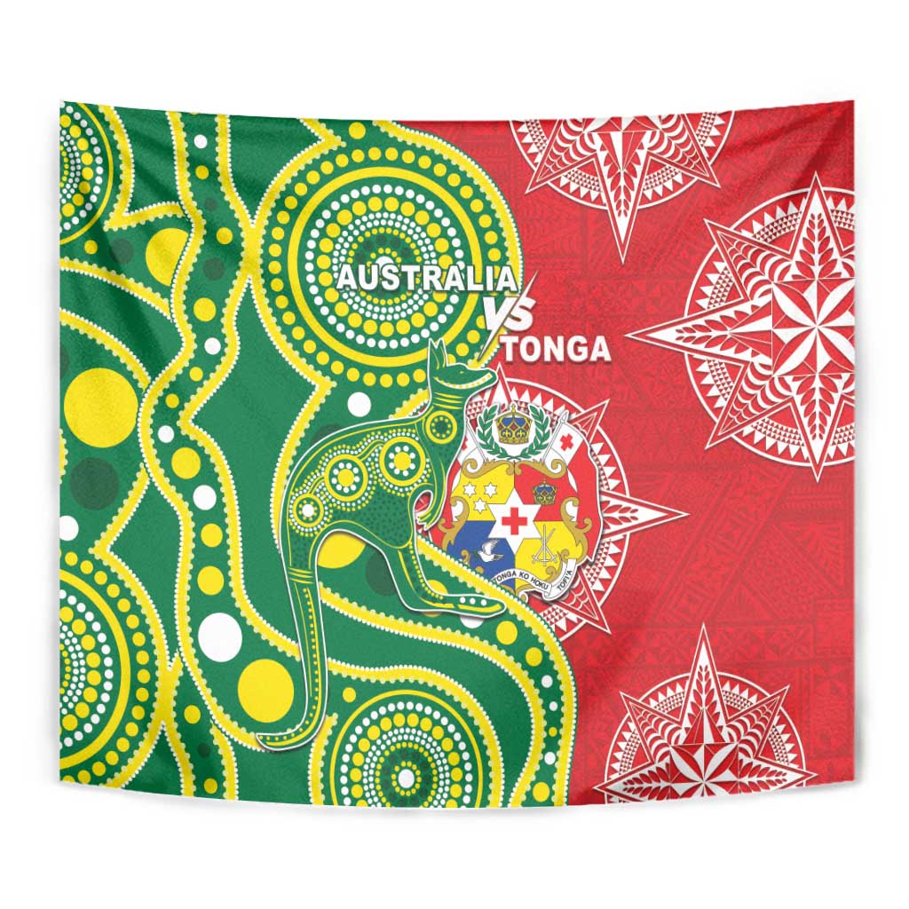 Tonga Australia Rugby Tapestry Kangaroos And Tonga Mate Maa Together LT05 - Vibe Hoodie Shop