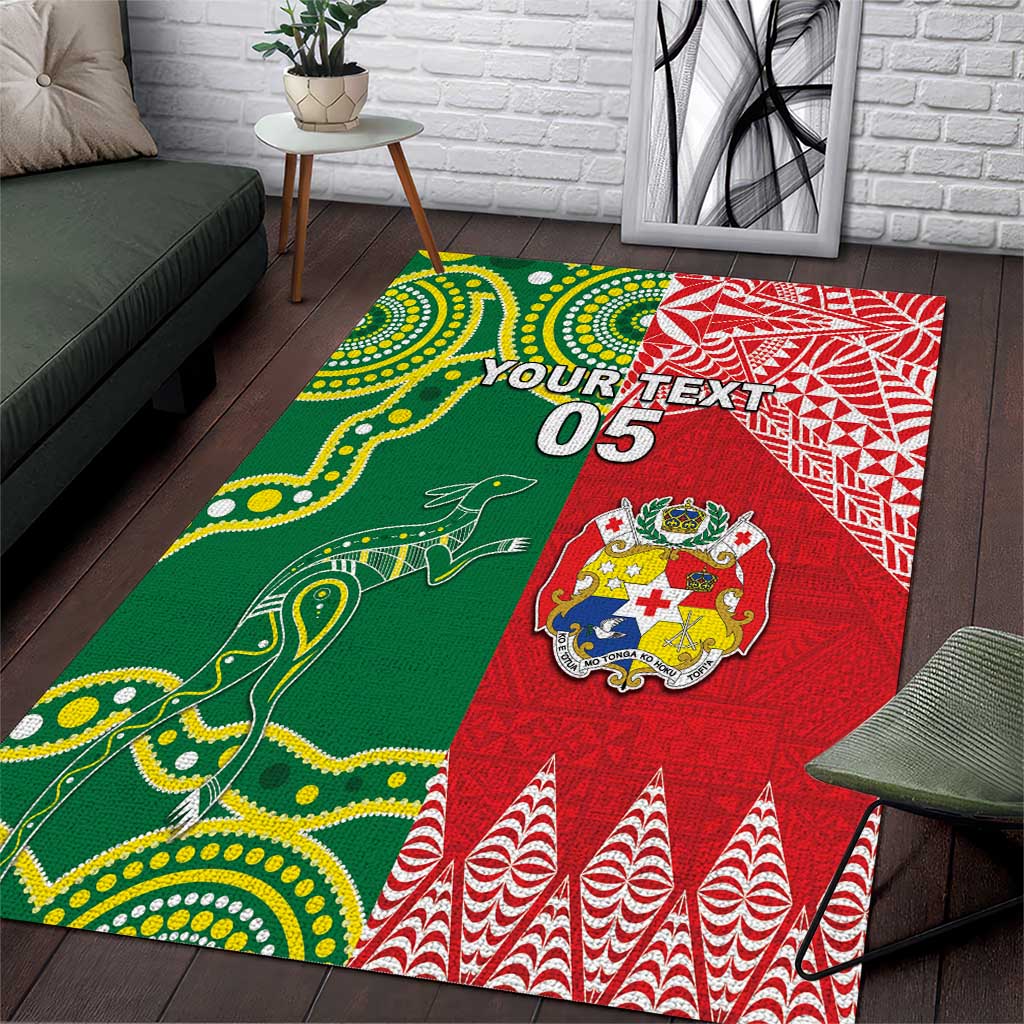 Custom Tonga XIII And Australia Kangaroos Area Rug Mate Maa Tongan Ngatu With Aboriginal LT05 - Vibe Hoodie Shop