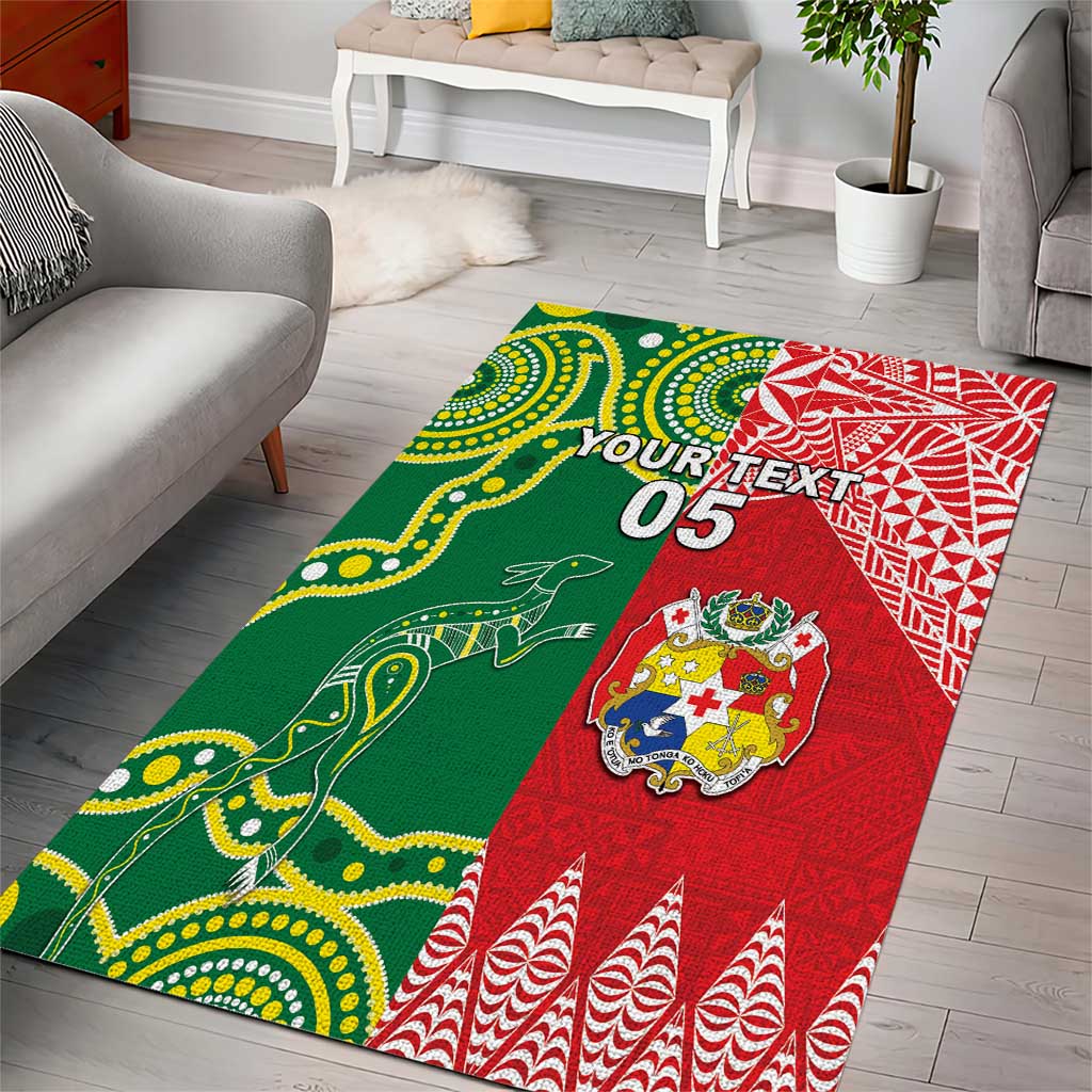 Custom Tonga XIII And Australia Kangaroos Area Rug Mate Maa Tongan Ngatu With Aboriginal LT05 - Vibe Hoodie Shop