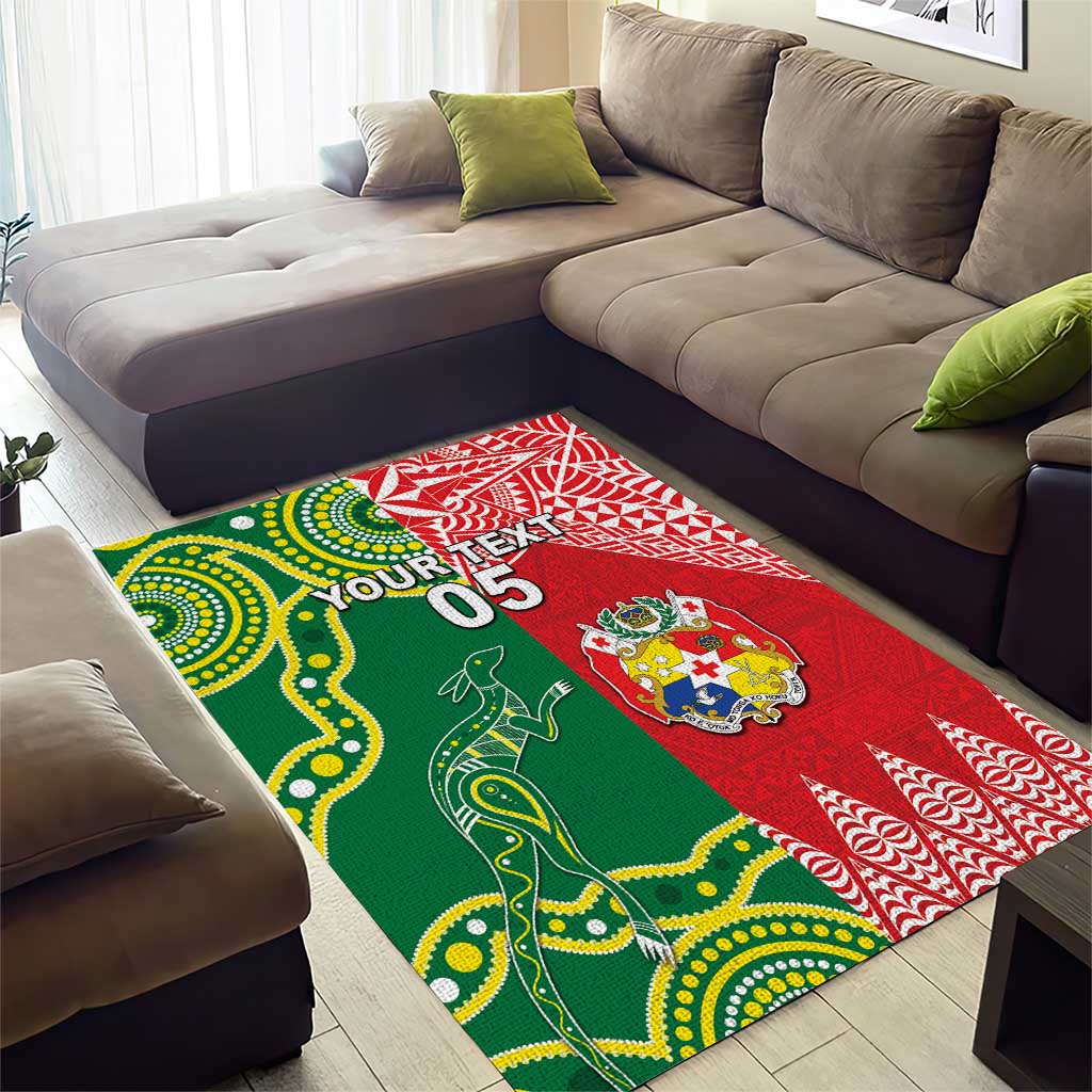 Custom Tonga XIII And Australia Kangaroos Area Rug Mate Maa Tongan Ngatu With Aboriginal LT05 - Vibe Hoodie Shop