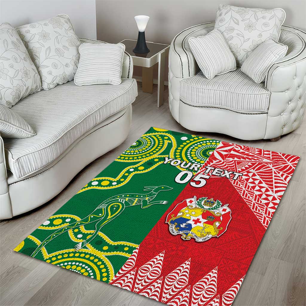 Custom Tonga XIII And Australia Kangaroos Area Rug Mate Maa Tongan Ngatu With Aboriginal LT05 - Vibe Hoodie Shop