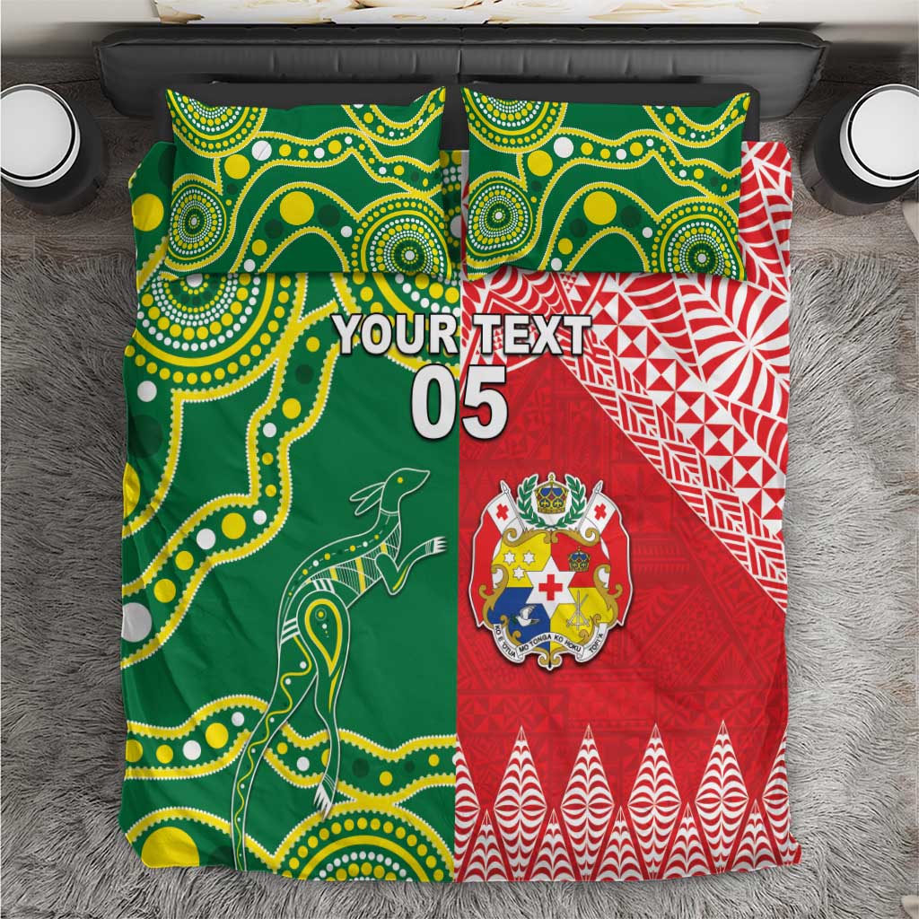 Custom Tonga XIII And Australia Kangaroos Bedding Set Mate Maa Tongan Ngatu With Aboriginal LT05 - Vibe Hoodie Shop