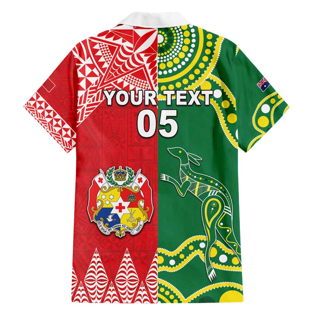 Custom Tonga XIII And Australia Kangaroos Family Matching Long Sleeve Bodycon Dress and Hawaiian Shirt Mate Maa Tongan Ngatu With Aboriginal