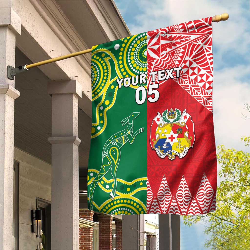 Custom Tonga XIII And Australia Kangaroos Garden Flag Mate Maa Tongan Ngatu With Aboriginal LT05 - Vibe Hoodie Shop