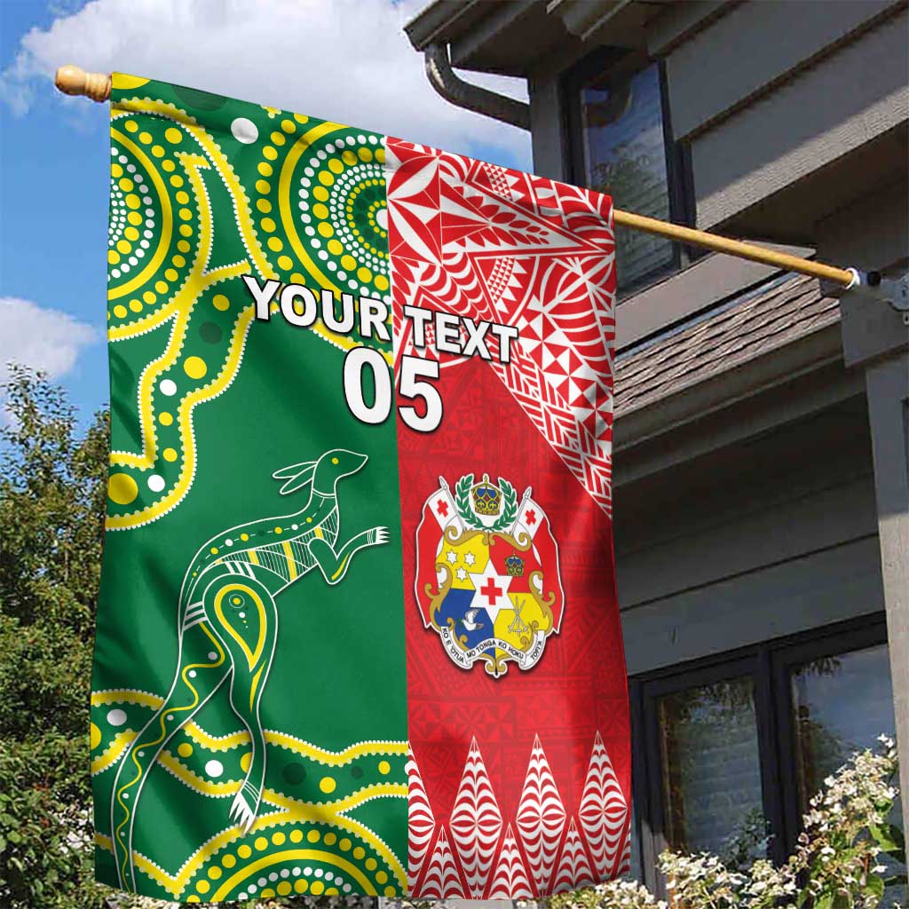 Custom Tonga XIII And Australia Kangaroos Garden Flag Mate Maa Tongan Ngatu With Aboriginal LT05 - Vibe Hoodie Shop