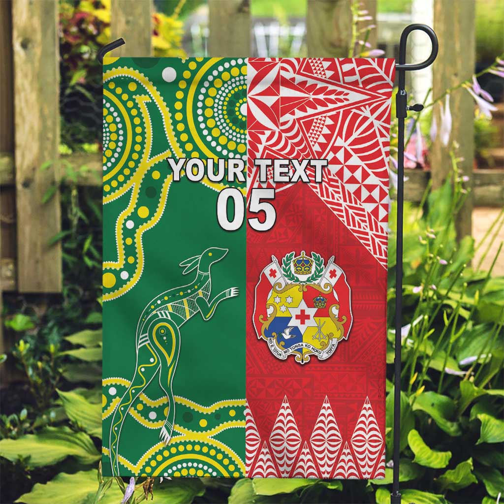 Custom Tonga XIII And Australia Kangaroos Garden Flag Mate Maa Tongan Ngatu With Aboriginal LT05 - Vibe Hoodie Shop