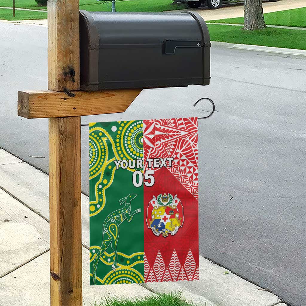 Custom Tonga XIII And Australia Kangaroos Garden Flag Mate Maa Tongan Ngatu With Aboriginal LT05 - Vibe Hoodie Shop