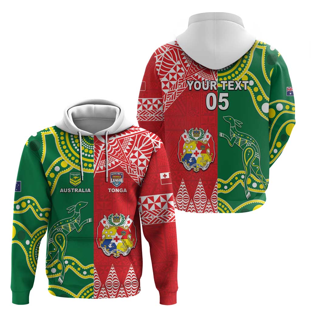 Custom Tonga XIII And Australia Kangaroos Hoodie Mate Maa Tongan Ngatu With Aboriginal LT05 - Vibe Hoodie Shop