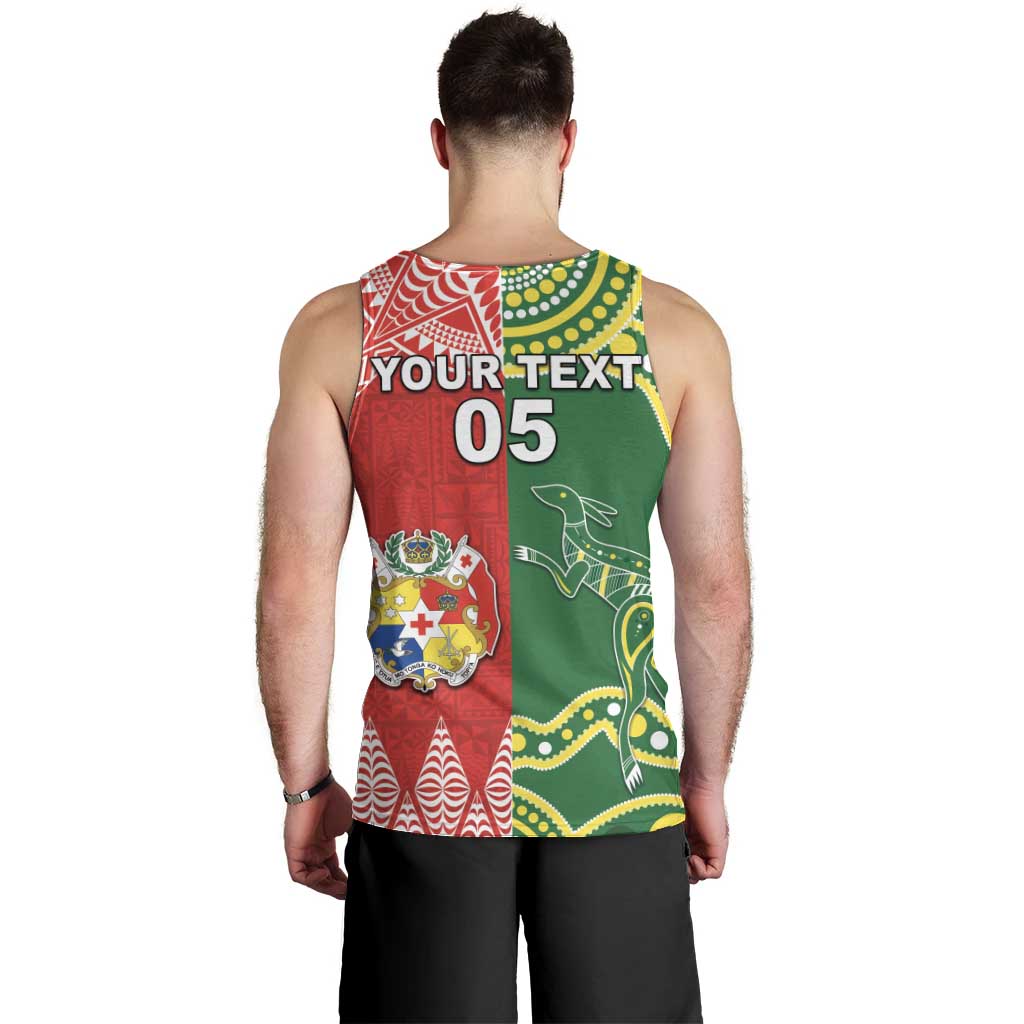 Custom Tonga XIII And Australia Kangaroos Men Tank Top Mate Maa Tongan Ngatu With Aboriginal LT05 - Vibe Hoodie Shop
