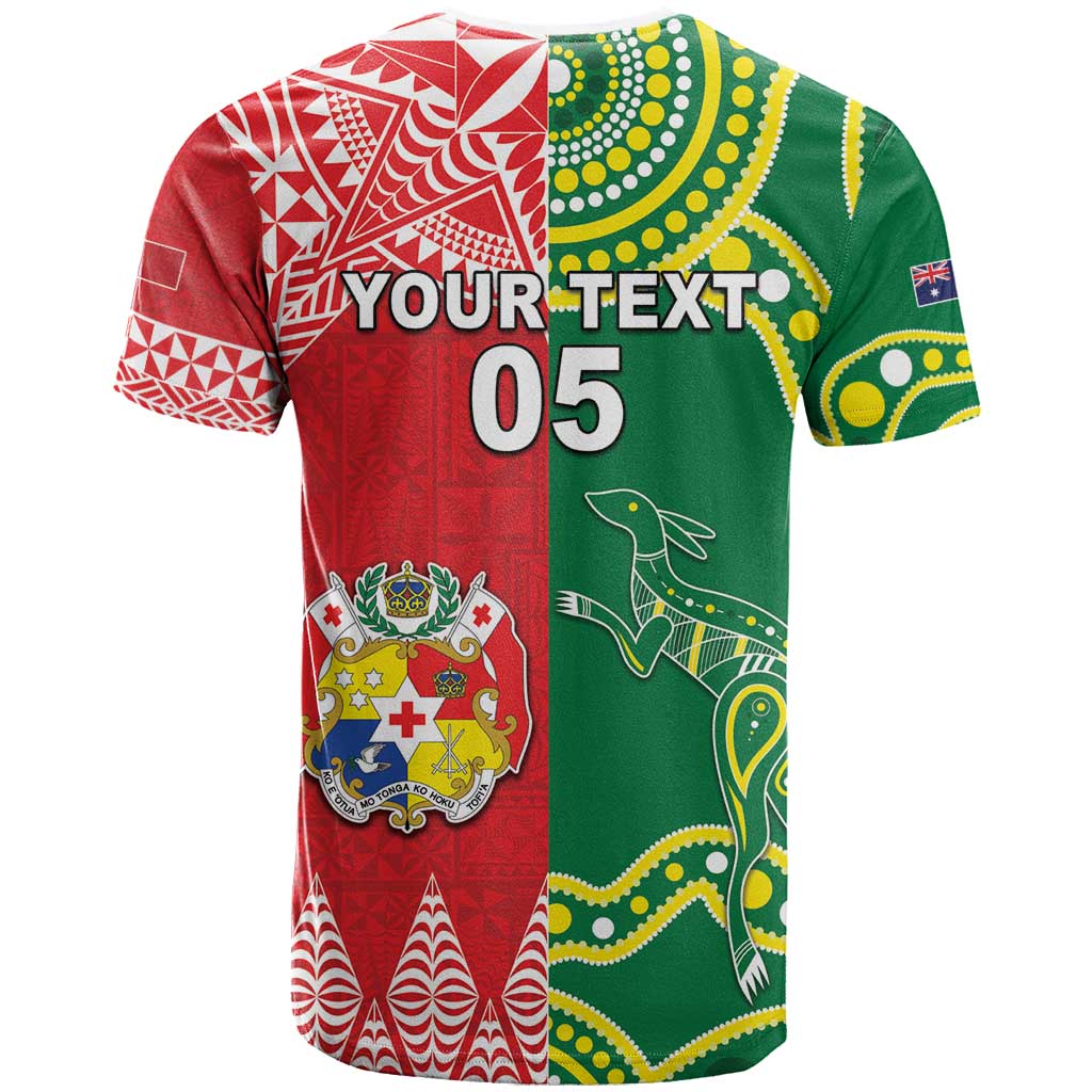 Custom Tonga XIII And Australia Kangaroos T Shirt Mate Maa Tongan Ngatu With Aboriginal LT05 - Vibe Hoodie Shop