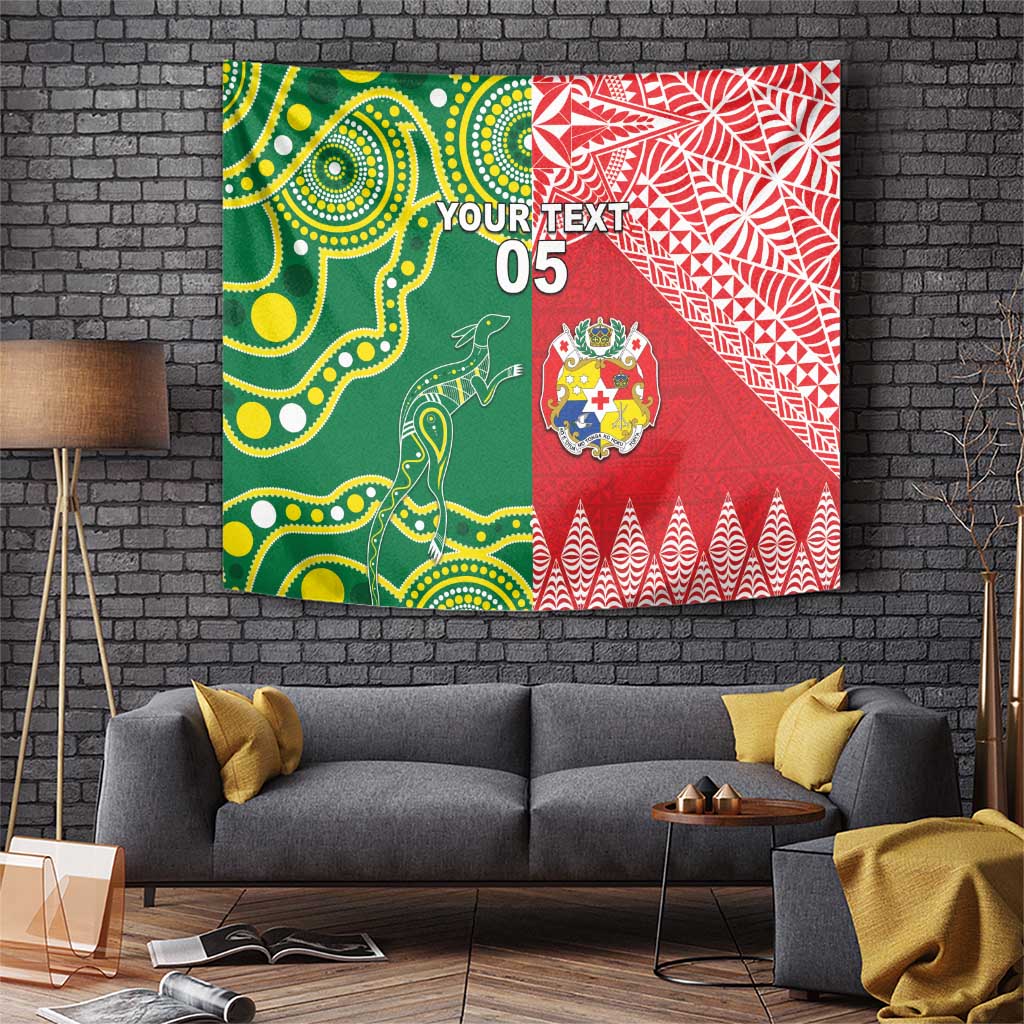 Custom Tonga XIII And Australia Kangaroos Tapestry Mate Maa Tongan Ngatu With Aboriginal LT05 - Vibe Hoodie Shop