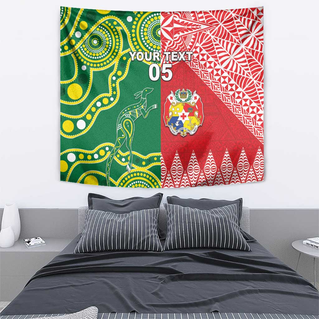 Custom Tonga XIII And Australia Kangaroos Tapestry Mate Maa Tongan Ngatu With Aboriginal LT05 - Vibe Hoodie Shop