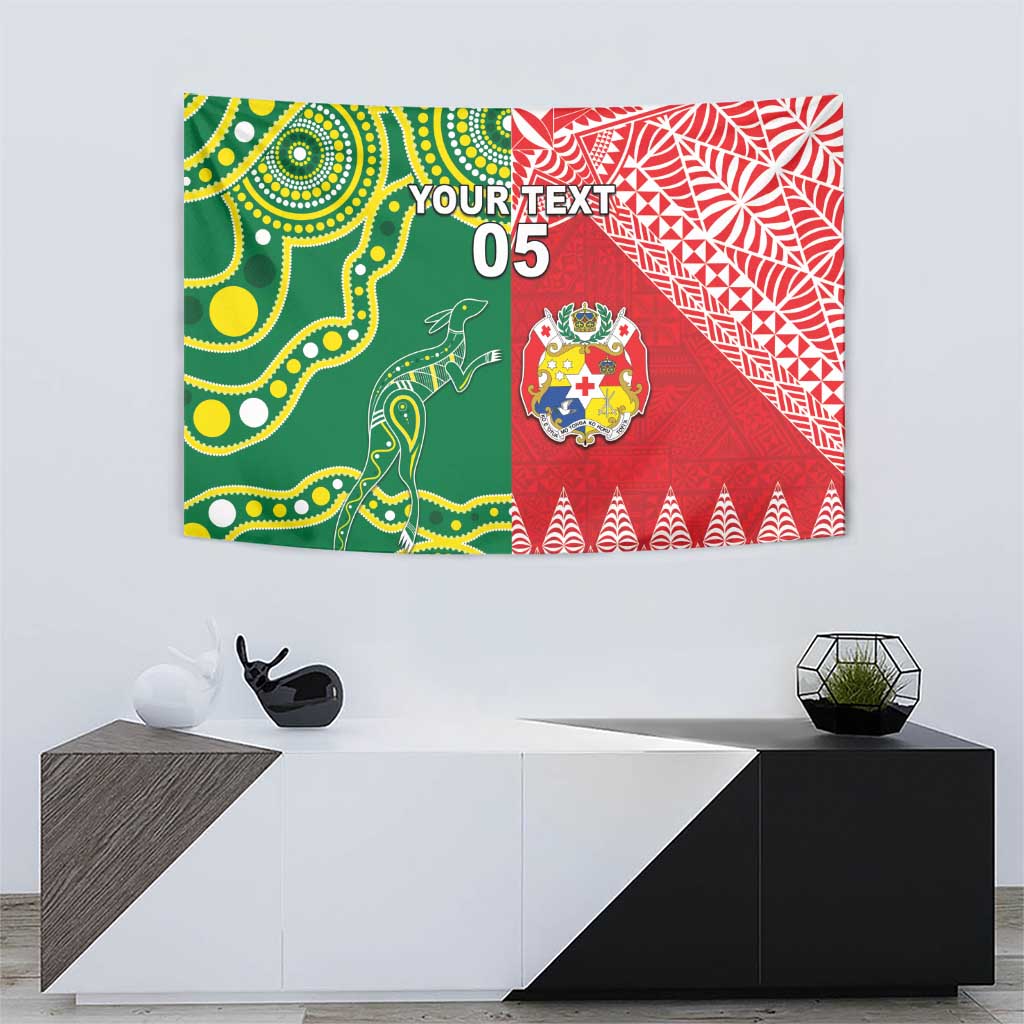 Custom Tonga XIII And Australia Kangaroos Tapestry Mate Maa Tongan Ngatu With Aboriginal LT05 - Vibe Hoodie Shop