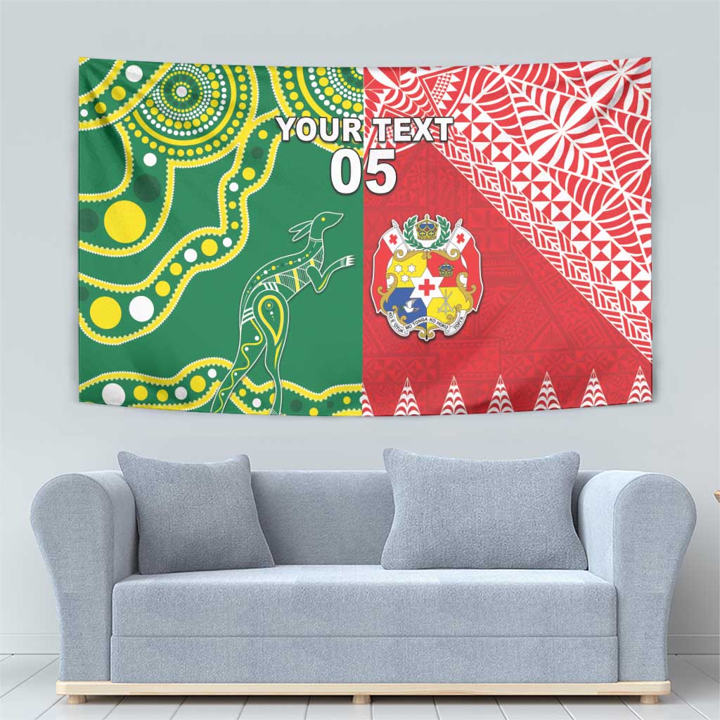 Custom Tonga XIII And Australia Kangaroos Tapestry Mate Maa Tongan Ngatu With Aboriginal LT05 - Vibe Hoodie Shop