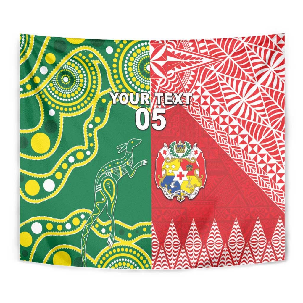 Custom Tonga XIII And Australia Kangaroos Tapestry Mate Maa Tongan Ngatu With Aboriginal LT05 - Vibe Hoodie Shop