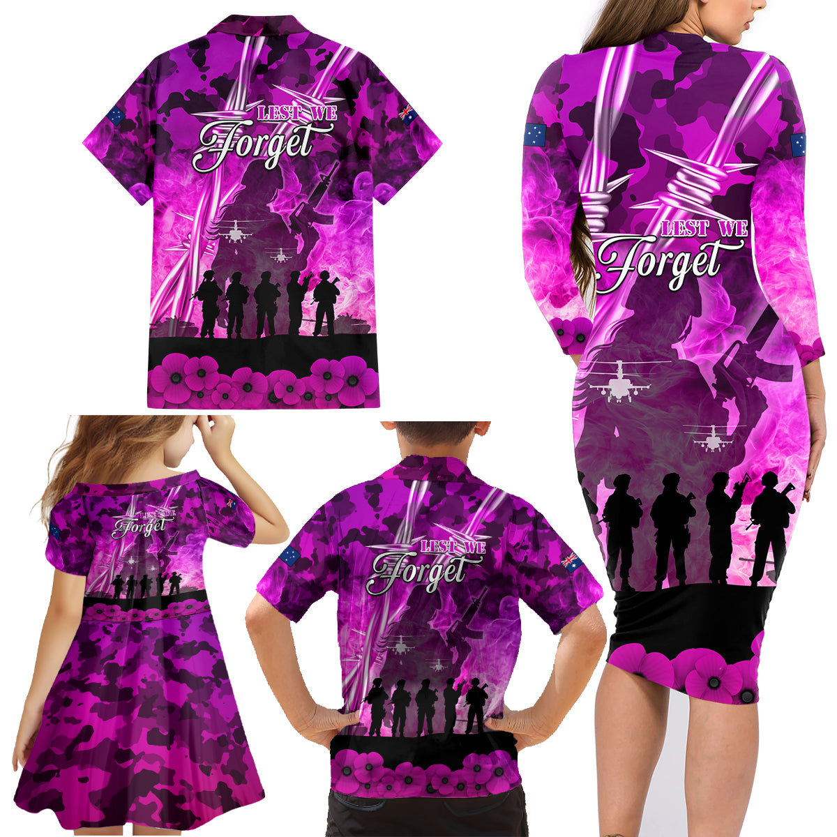 Australia ANZAC Day Family Matching Long Sleeve Bodycon Dress and Hawaiian Shirt The Unsung Heroes Sisters of War