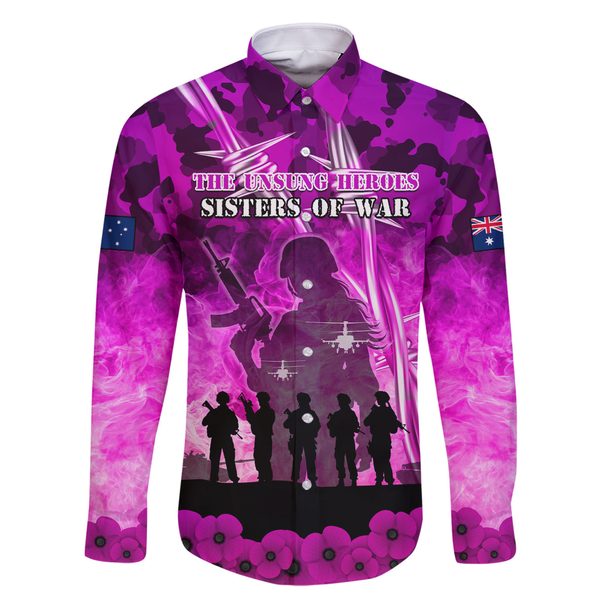 Australia ANZAC Day Family Matching Off The Shoulder Long Sleeve Dress and Hawaiian Shirt The Unsung Heroes Sisters of War