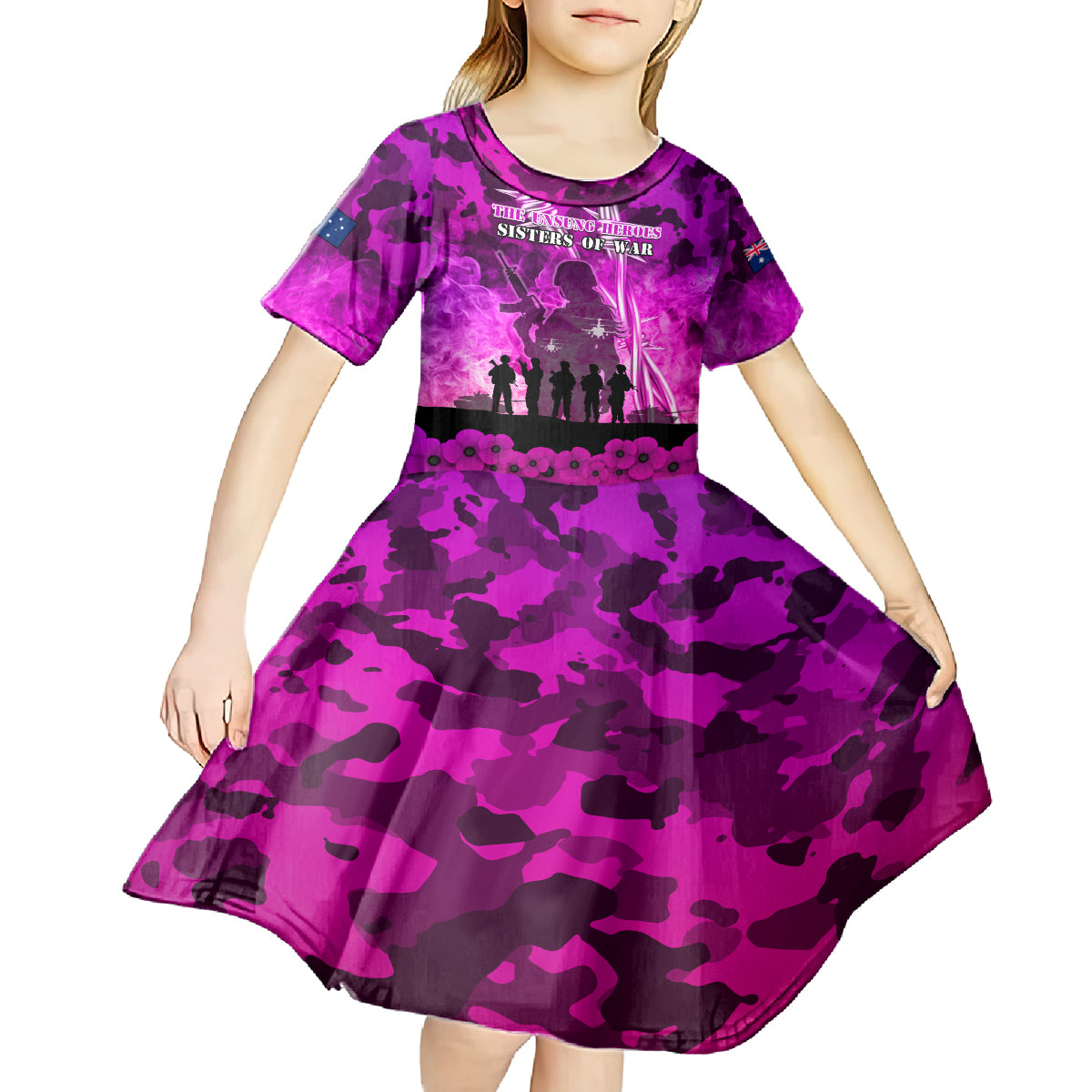 Australia ANZAC Day Kid Short Sleeve Dress The Unsung Heroes Sisters of War LT05 - Vibe Hoodie Shop