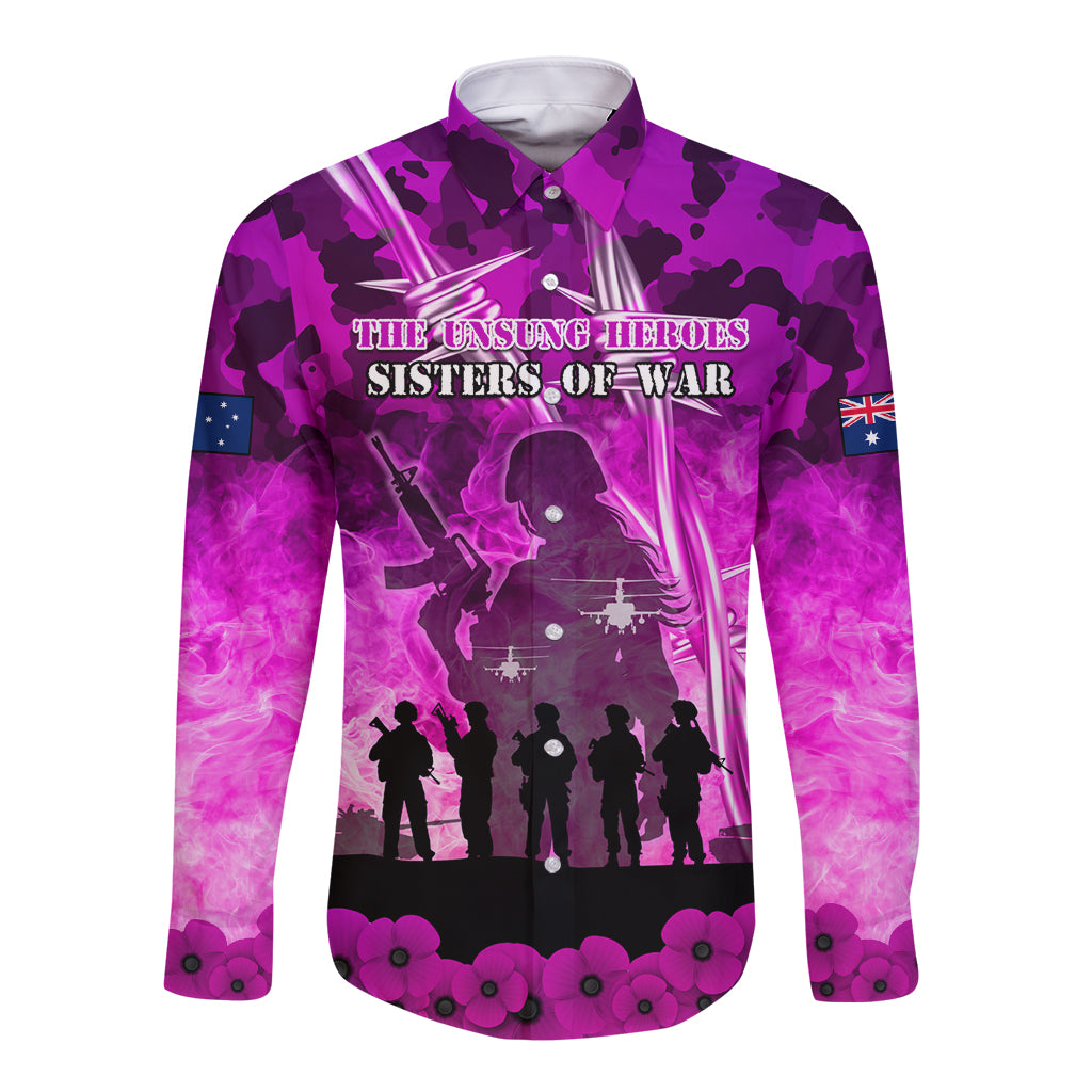 Australia ANZAC Day Long Sleeve Button Shirt The Unsung Heroes Sisters of War LT05 - Vibe Hoodie Shop