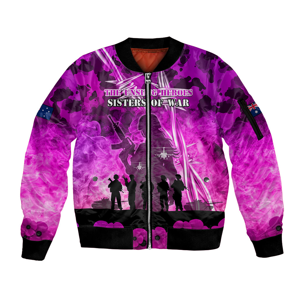 Australia ANZAC Day Sleeve Zip Bomber Jacket The Unsung Heroes Sisters of War