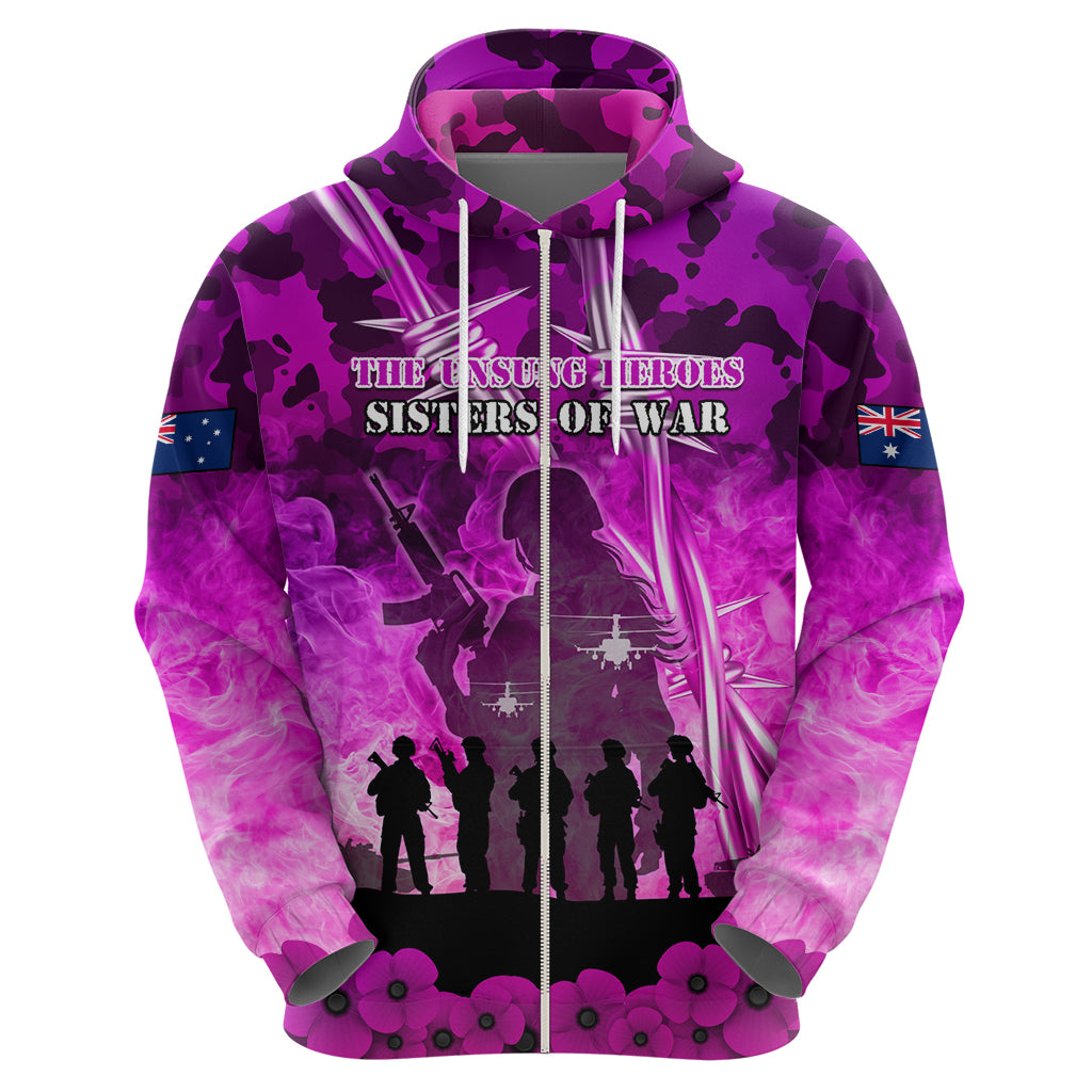 Australia ANZAC Day Zip Hoodie The Unsung Heroes Sisters of War LT05 - Vibe Hoodie Shop