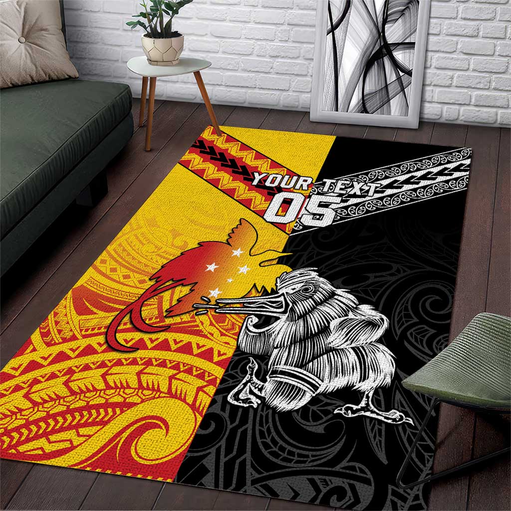 New Zealand And Papua New Guinea Rugby Custom Area Rug Maori Kiwi With Bird of Paradise LT05 - Vibe Hoodie Shop