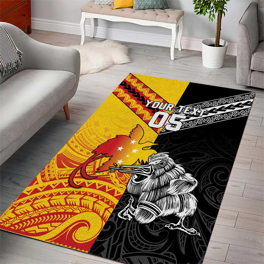 New Zealand And Papua New Guinea Rugby Custom Area Rug Maori Kiwi With Bird of Paradise LT05 - Vibe Hoodie Shop