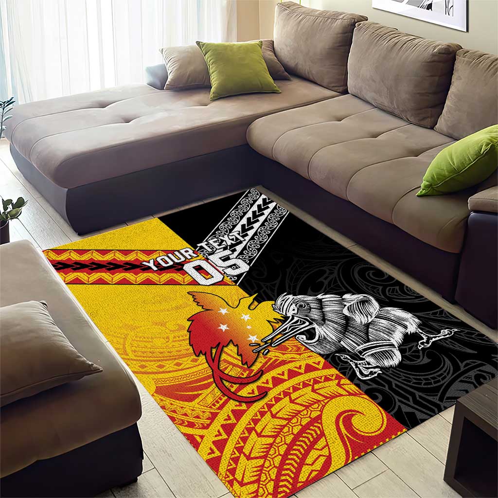 New Zealand And Papua New Guinea Rugby Custom Area Rug Maori Kiwi With Bird of Paradise LT05 - Vibe Hoodie Shop