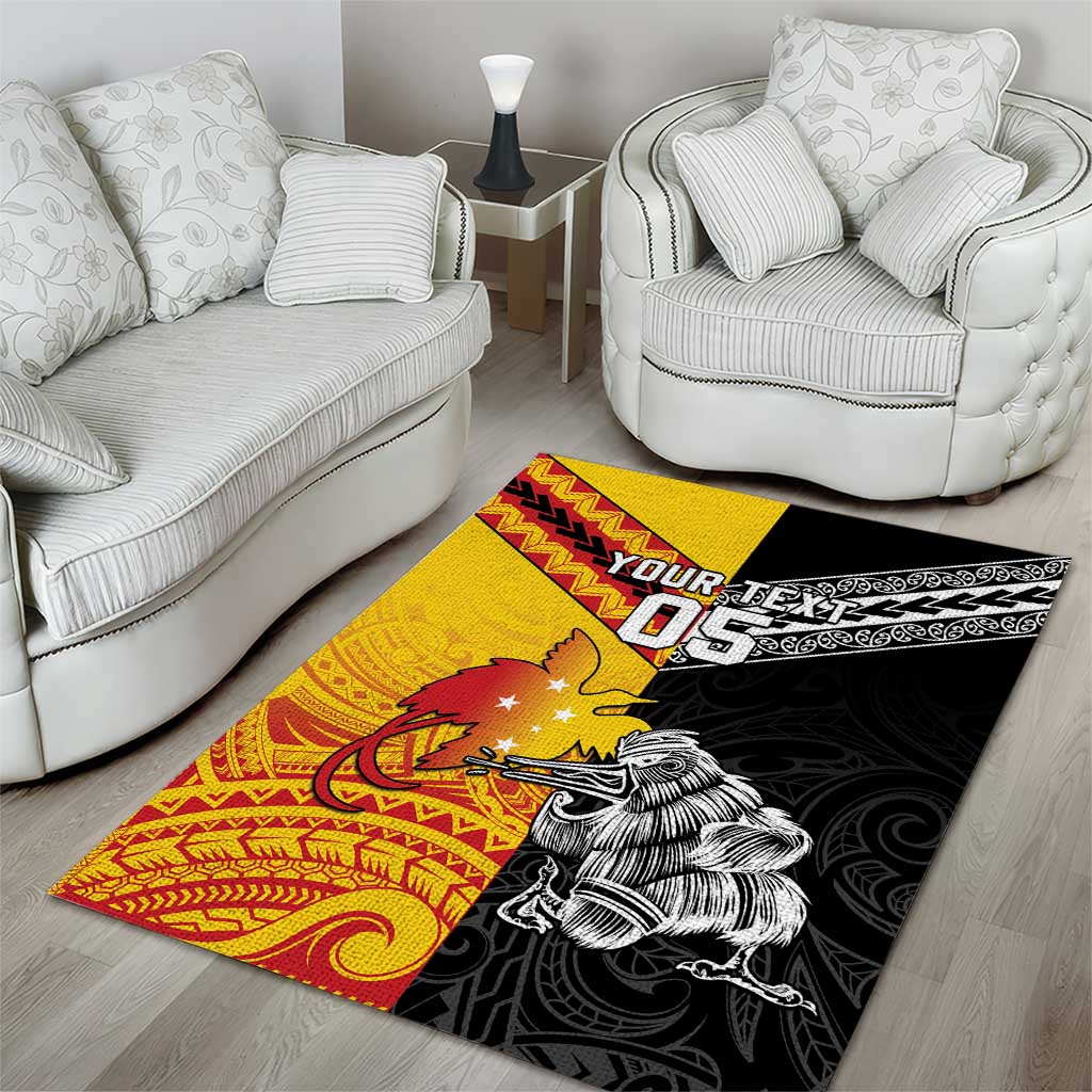 New Zealand And Papua New Guinea Rugby Custom Area Rug Maori Kiwi With Bird of Paradise LT05 - Vibe Hoodie Shop