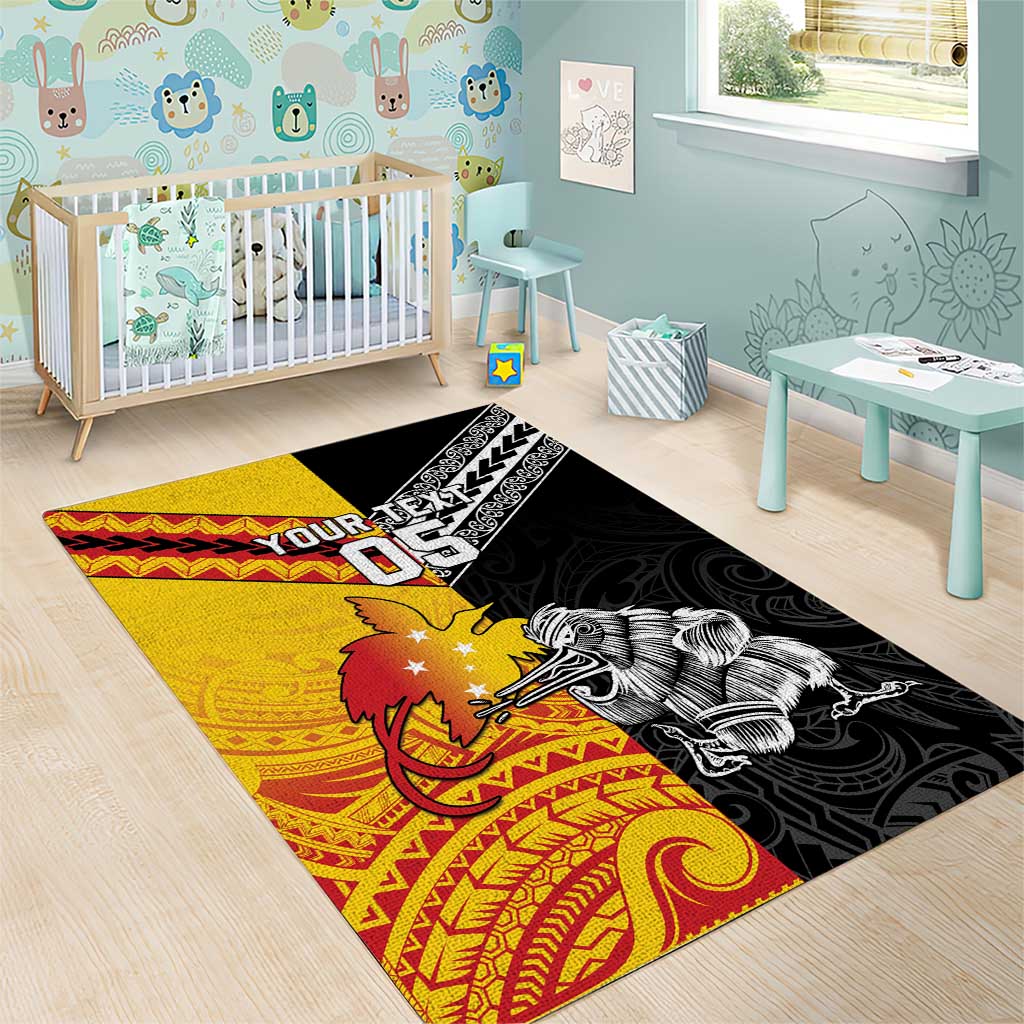 New Zealand And Papua New Guinea Rugby Custom Area Rug Maori Kiwi With Bird of Paradise LT05 - Vibe Hoodie Shop