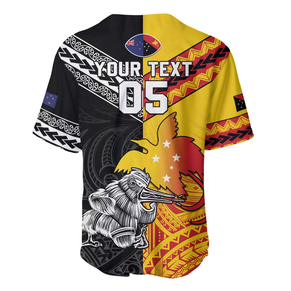 New Zealand And Papua New Guinea Rugby Custom Baseball Jersey Maori Kiwi With Bird of Paradise LT05 - Vibe Hoodie Shop